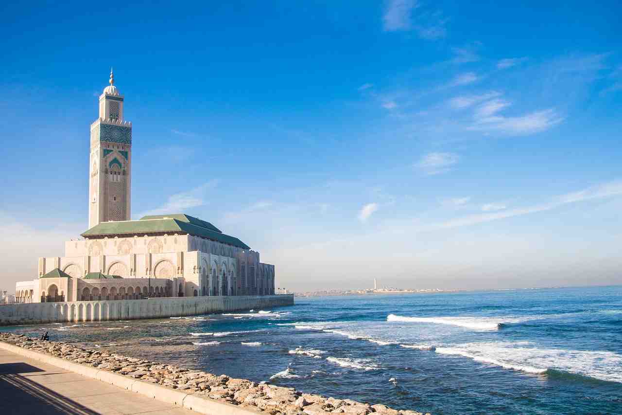 casablanca, mosquée, mer